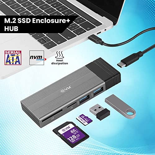 EVM M.2 SSD Enclosure + USB HUB 5 in 1 Docking Station USB 2.0* 2 + SD/TF Portable Multiport Adapter Type-C Cable 30 Cm SD/Micro SD Card Reader for Computer Laptop Mobile - (EVM-CG-002) - Image 2