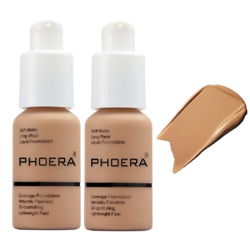 nvyue 2 Pack PHOERA Foundation 105 Sand Makeup,Full Coverage Foundation for Women and Girls - Image 1