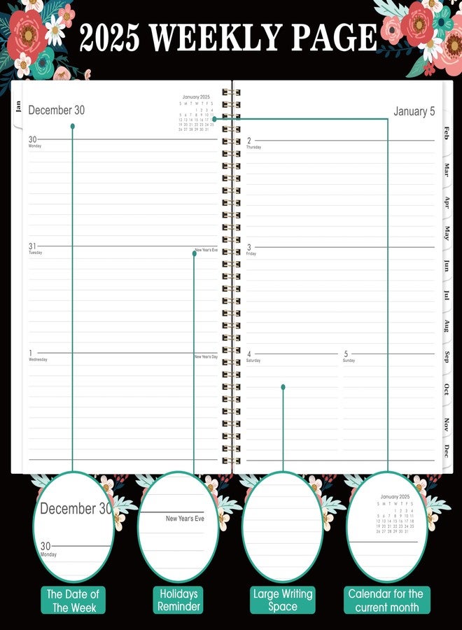 Tersus 2025 Planner - Planner 2025 Weekly and Monthly, JAN 2025 - DEC 2025, 8.5" x 11" Large Planner 2025 Spiral Bound with 12 Monthly Tabs, Inner Pocket - Image 5