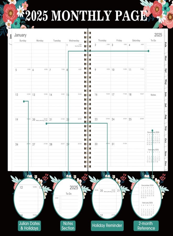 Tersus 2025 Planner - Planner 2025 Weekly and Monthly, JAN 2025 - DEC 2025, 8.5" x 11" Large Planner 2025 Spiral Bound with 12 Monthly Tabs, Inner Pocket - Image 4