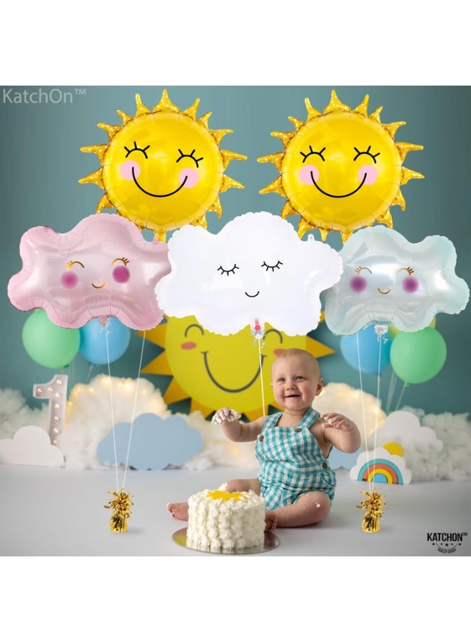 KATCHON Sun and Cloud Balloons Set - Big 29 Inch, Pack of 5 | Foil Sunshine Balloons, Sunshine Party Decorations | Baby Shower Decorations - Image 3