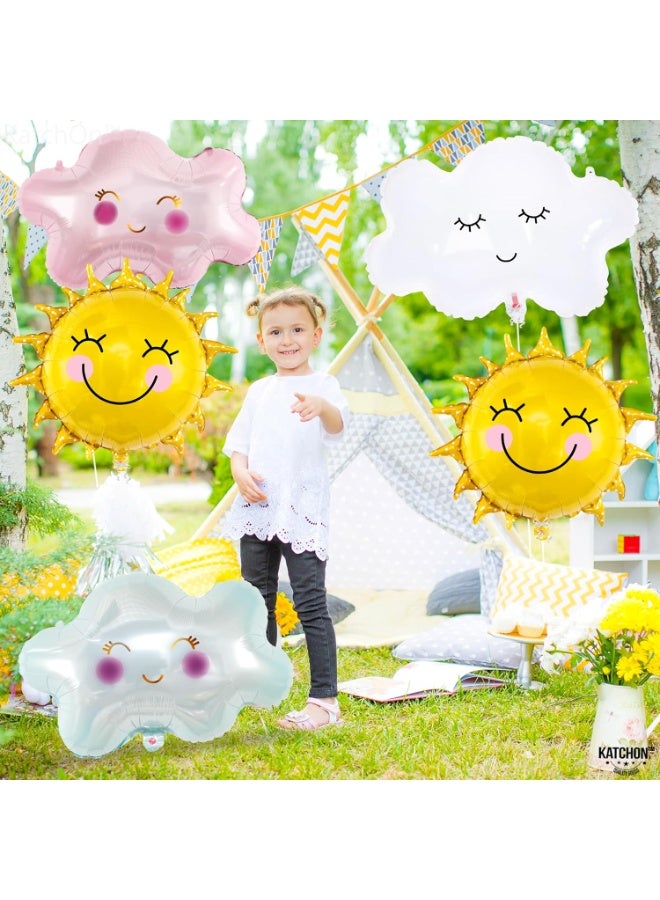KATCHON Sun and Cloud Balloons Set - Big 29 Inch, Pack of 5 | Foil Sunshine Balloons, Sunshine Party Decorations | Baby Shower Decorations - Image 2