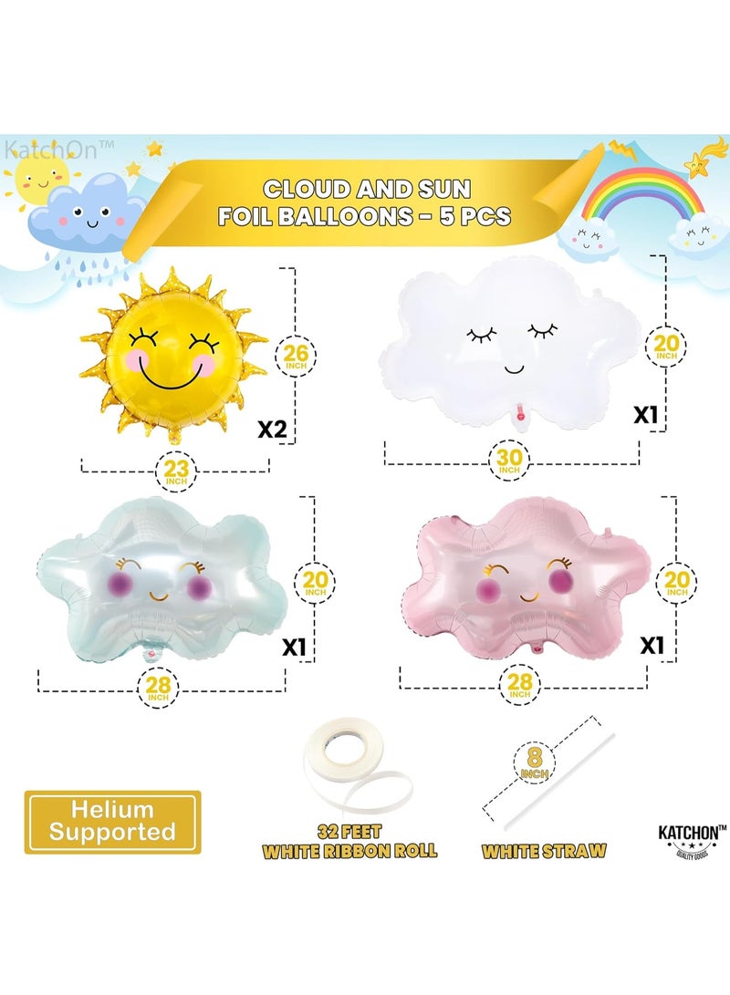 KATCHON Sun and Cloud Balloons Set - Big 29 Inch, Pack of 5 | Foil Sunshine Balloons, Sunshine Party Decorations | Baby Shower Decorations - Image 4