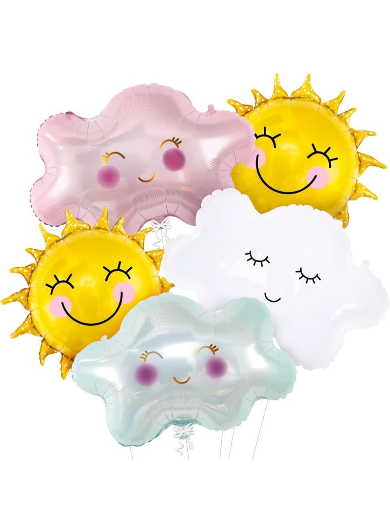 KATCHON Sun and Cloud Balloons Set - Big 29 Inch, Pack of 5 | Foil Sunshine Balloons, Sunshine Party Decorations | Baby Shower Decorations - Image 1