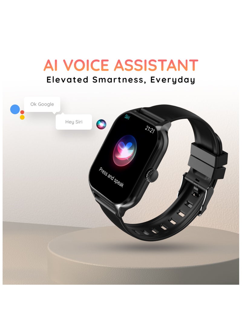 بيبل ارفع الساعة الذكية ذات العرض اللانهائي مقاس 1.99 بوصة، مقاومة الماء والغبار IP67، متوافقة مع Android وiOS، مكالمات BT، جناح صحي، وضع رياضي متعدد، مساعدة صوتية للذكاء الاصطناعي، شاشة للنوم، رمادي ضبابي  - Image 3