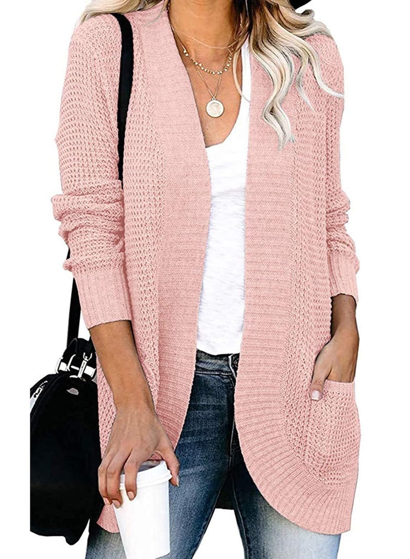 NIBEMINENT Women's Fashion Solid Color Loose Cardigan Sweater Autumn Winter Sweaters Coat Women Long Sleeve V-neck Knitted Sweater Coat Top - Image 1