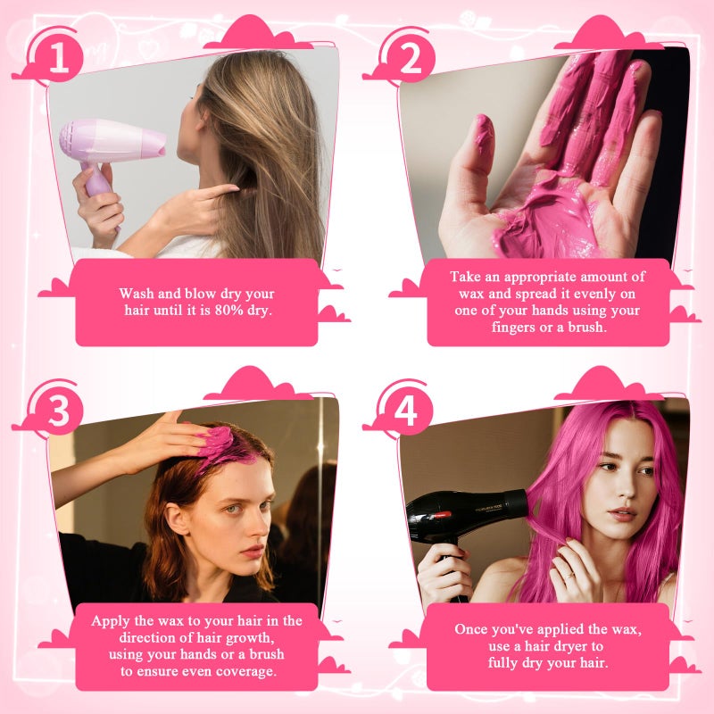 Magic Master Keratin Pink Temporary Hair Color Wax (3.4 Fl Oz), Natural Washable Temporary Hair Clay Color for Kids Girls Women & Men Dark Hair, Party, Cosplay, Festival & Halloween - Image 3