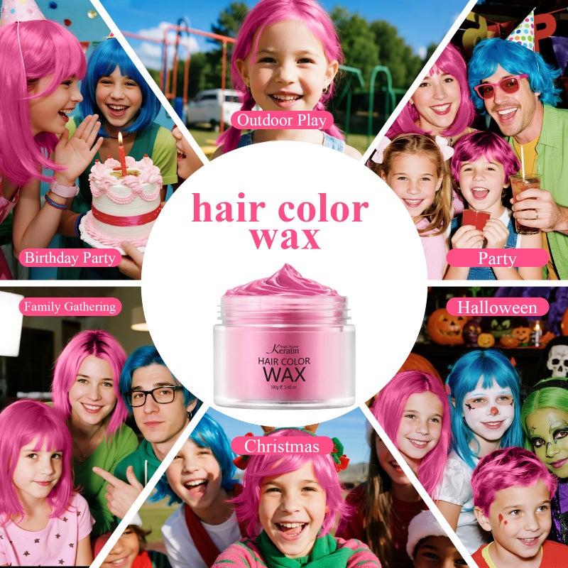 Magic Master Keratin Pink Temporary Hair Color Wax (3.4 Fl Oz), Natural Washable Temporary Hair Clay Color for Kids Girls Women & Men Dark Hair, Party, Cosplay, Festival & Halloween - Image 5