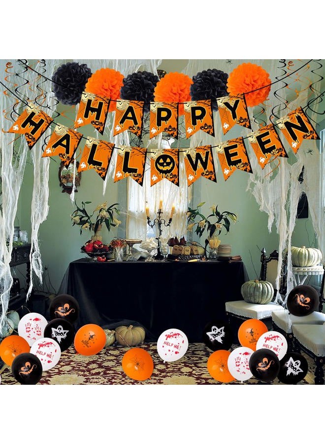 Moon Boat 30Ct Halloween Haunted House Hanging Swirl Yard Party Decorations - Creepy Bats/ Spiders/ Witch Ceiling Supplies - Image 2