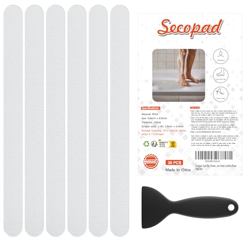 Secopad 36PCS Non Slip Bathtub Stickers, Shower Floor Non Slip Grip Stickers with Premium Scraper - Image 1