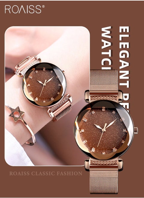 Stainless Steel Mesh Quartz Wristwatch for Women Waterproof Casual Luminous Watch for Fashion Dress