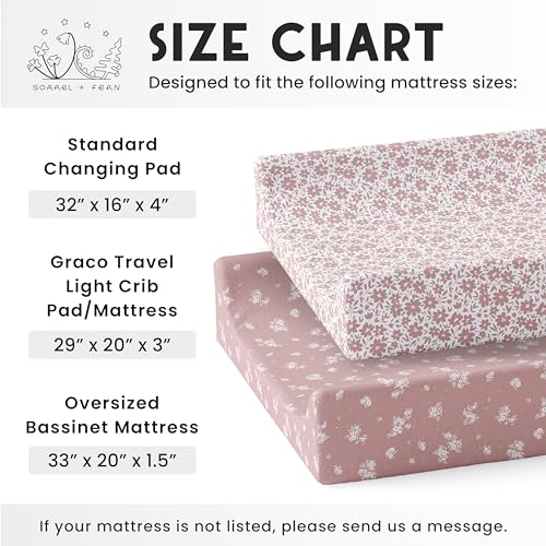 Sorrel + Fern Baby Changing Pad Cover 2-Pack for Girls (Antique Rose) - Premium Fitted Sheets Baby Diaper Changing Table Cover - Buttery Soft Cotton Blend - Image 5