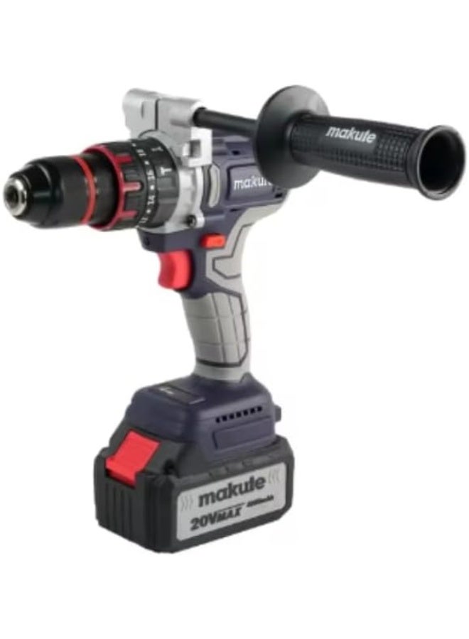 ماكيوت مثقاب مطرقي لاسلكي بدون فرشاة 20 فولت، عزم دوران 42 نيوتن متر، ظرف بدون مفتاح 13 مم، محرك طاقة بسرعتين مع ضوء LED وبطارية ليثيوم أيون للبناء والمعادن والأعمال الخشبية - CID122-13-2BL - Image 3