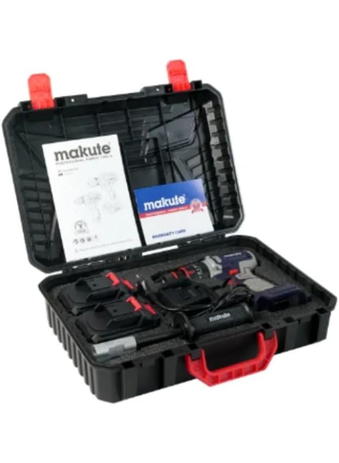 ماكيوت مثقاب مطرقي لاسلكي بدون فرشاة 20 فولت، عزم دوران 42 نيوتن متر، ظرف بدون مفتاح 13 مم، محرك طاقة بسرعتين مع ضوء LED وبطارية ليثيوم أيون للبناء والمعادن والأعمال الخشبية - CID122-13-2BL - Image 5