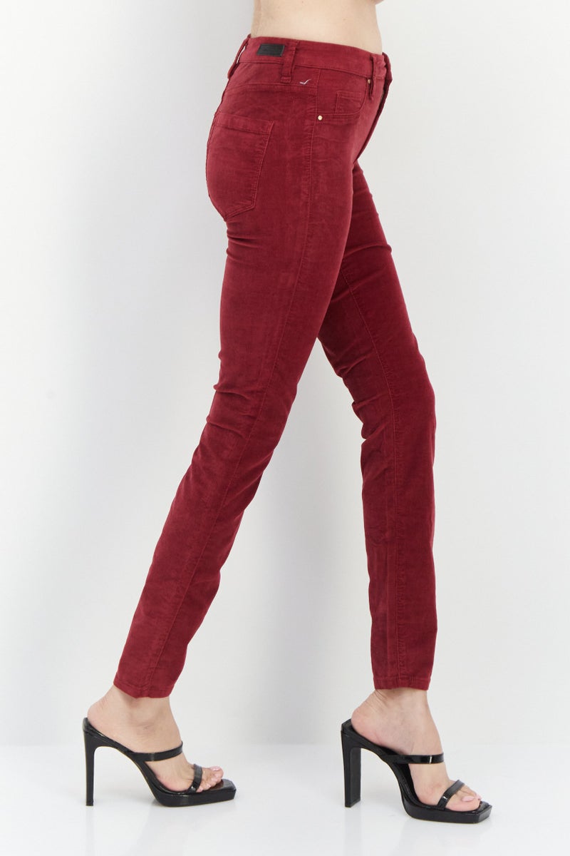 Blank NYC Women Skinny Fit High Waist Ribbed Stretchable Denim Jeans, Red - Image 3
