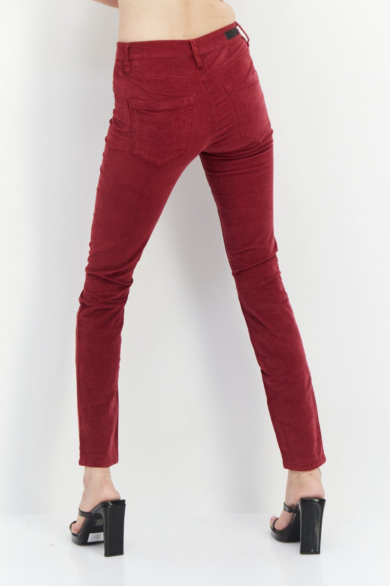Blank NYC Women Skinny Fit High Waist Ribbed Stretchable Denim Jeans, Red - Image 2