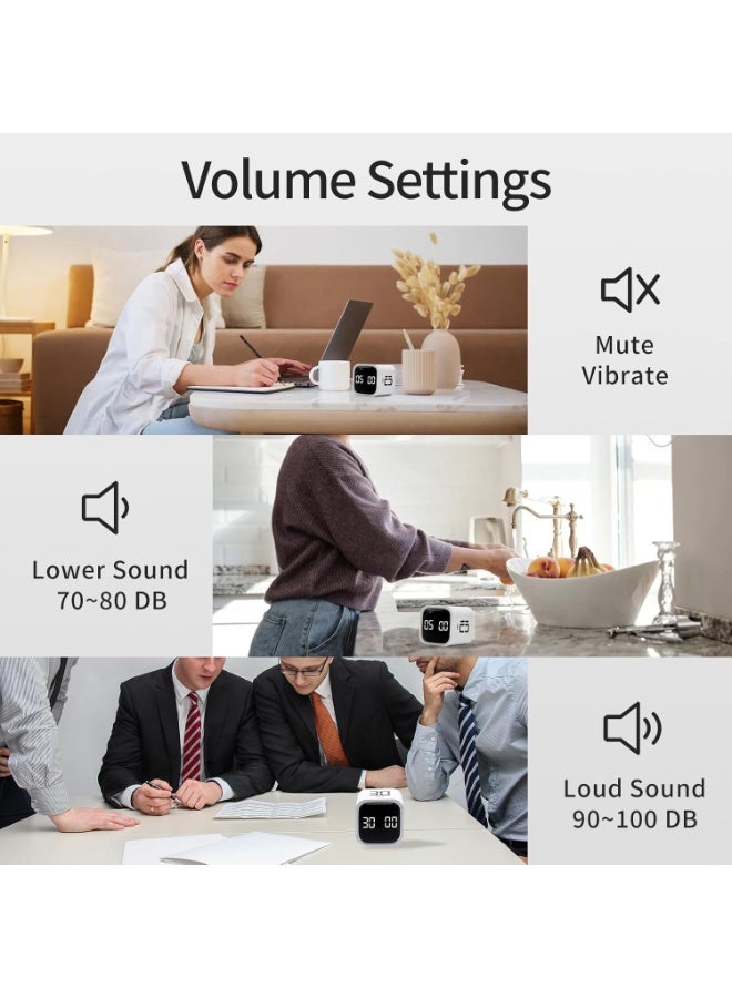 Productivity Timer Flip Gravity Sensor Cube Timer Countdown u0026 Countup,Mute u0026 Vibrate u0026 Sound，5/10/30/60min u0026 Custom Timing, Perfect for ADHD,Work,Learning,Kitchen Cooking - Image 5