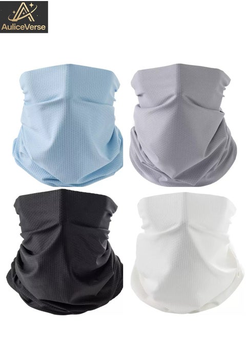 4 Piece Summer Magic Headscarf Outdoor Sunblocking Neck Gaiter Set Unisex Multifunctional Ice silk Quick dry Breathable Ideal for Motorcycle Riding