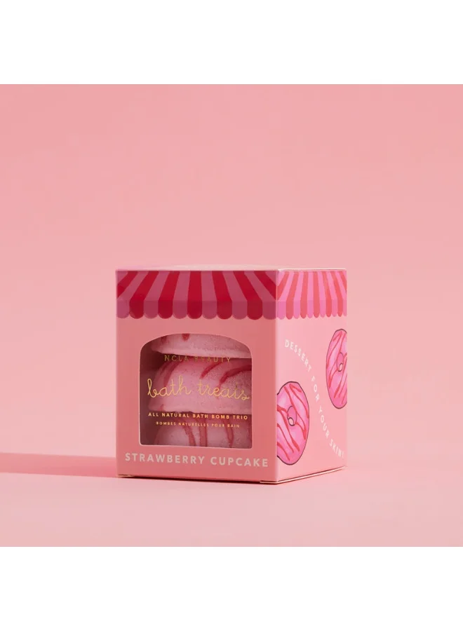 NCLA Strawberry Cupcake Bath Treats (3 Pc Bath Bomb Set) 3 X 65G