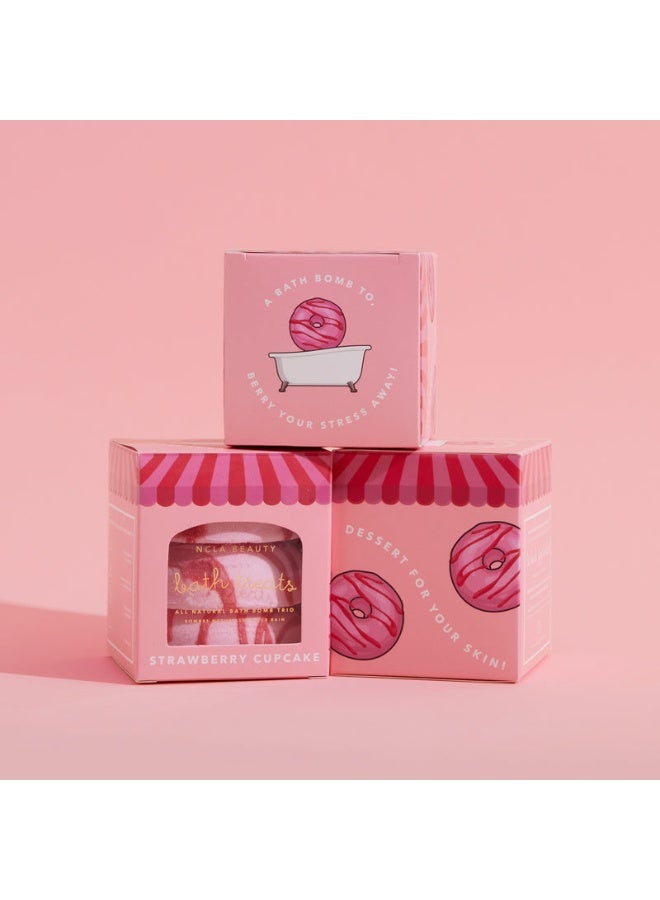 NCLA Strawberry Cupcake Bath Treats (3 Pc Bath Bomb Set) 3 X 65G - Image 5