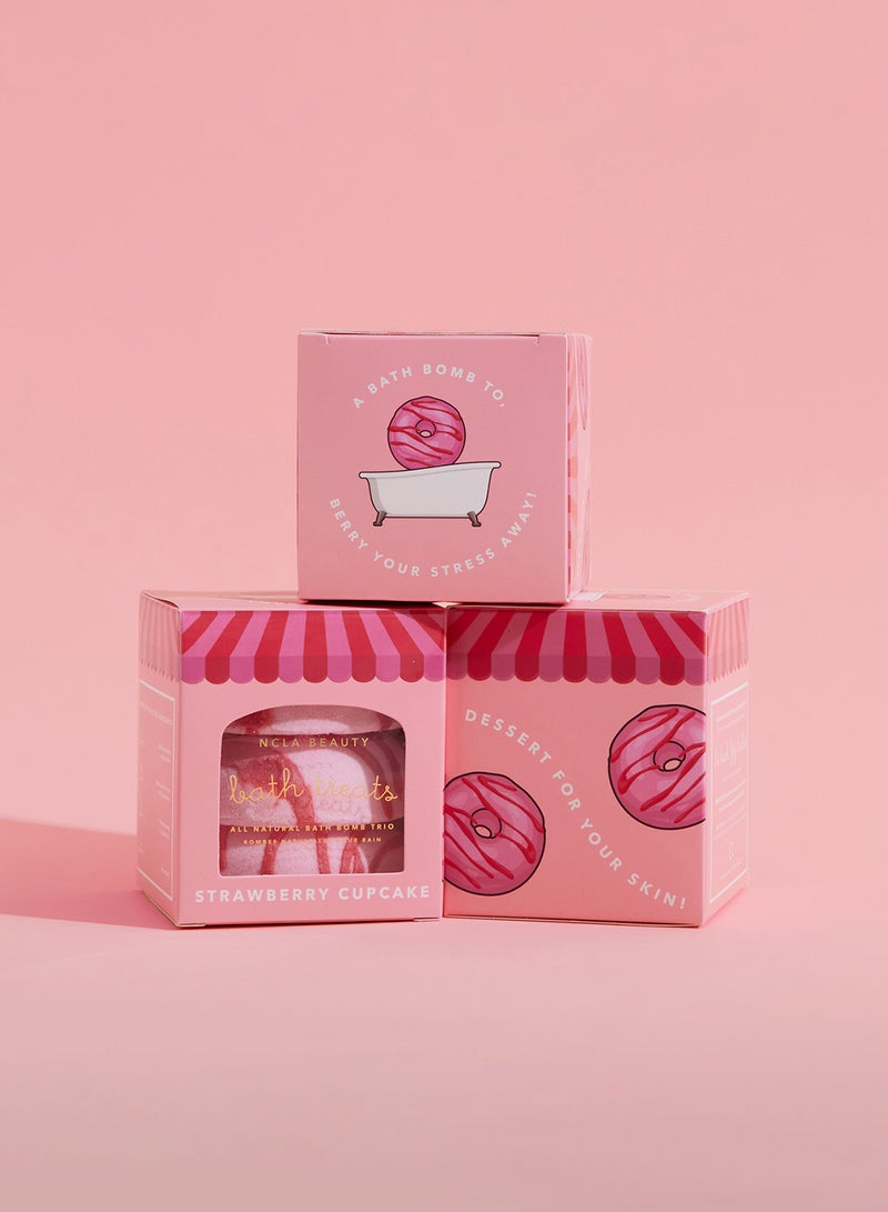NCLA Strawberry Cupcake Bath Treats (3 Pc Bath Bomb Set) 3 X 65G - Image 3