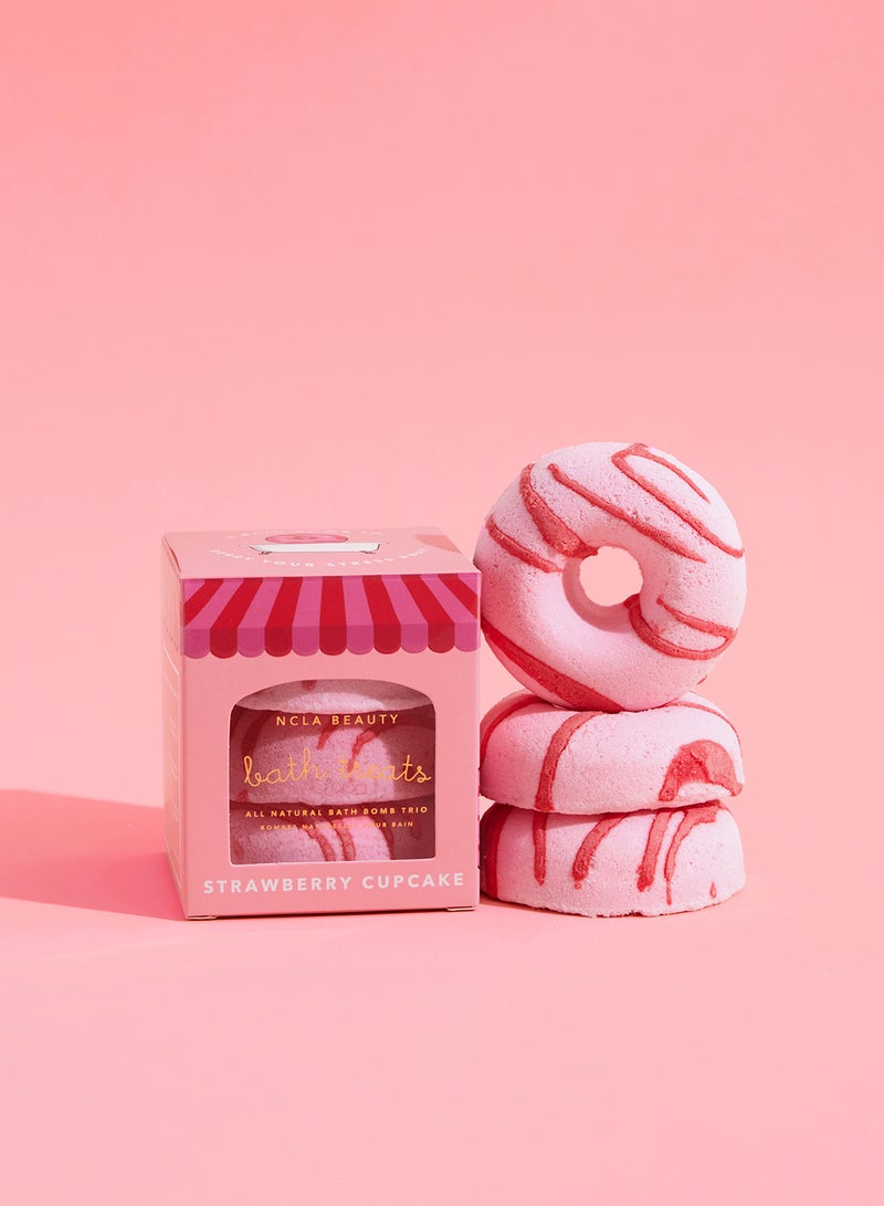 NCLA Strawberry Cupcake Bath Treats (3 Pc Bath Bomb Set) 3 X 65G - Image 2