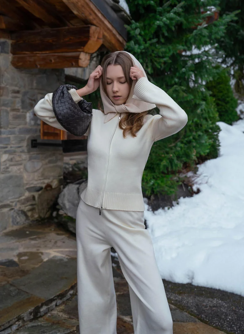 Lichi Knitted cardigan with ribbed details and metal zip