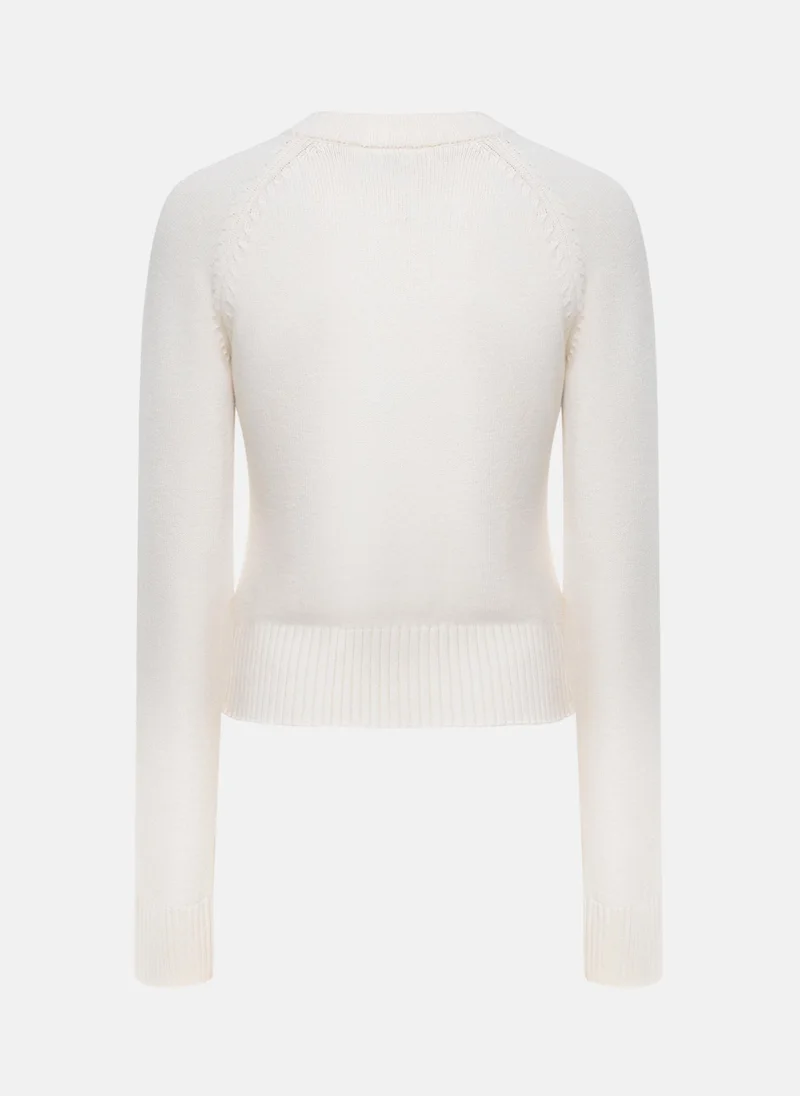 Lichi Knitted cardigan with ribbed details and metal zip