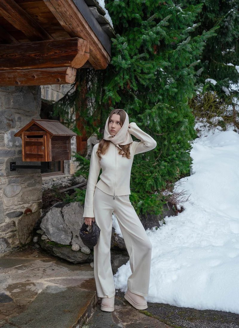 Lichi Knitted cardigan with ribbed details and metal zip