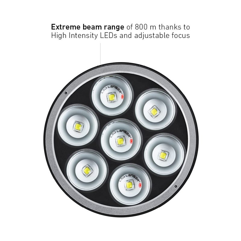 LEDLENSER X21R Handheld Flashlights LED Configuration 7 x Xtreme LED Luminosity MAX 5000 lm MIN 200 lm Lighting Range MAX 800 m MIN 150 m Rechargeable Yes Industrial - Image 2