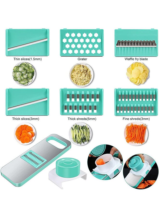 Arabest Vegetable Chopper, Vegetable Cutter Food Slicer Dicer, 6 Interchangeable Blades Set Veggie Slicer Manual Slicer Kitchen for Garlic, Cabbage, Potato, Carrot, Tomato, Fruit, Salad Blue  - Image 2