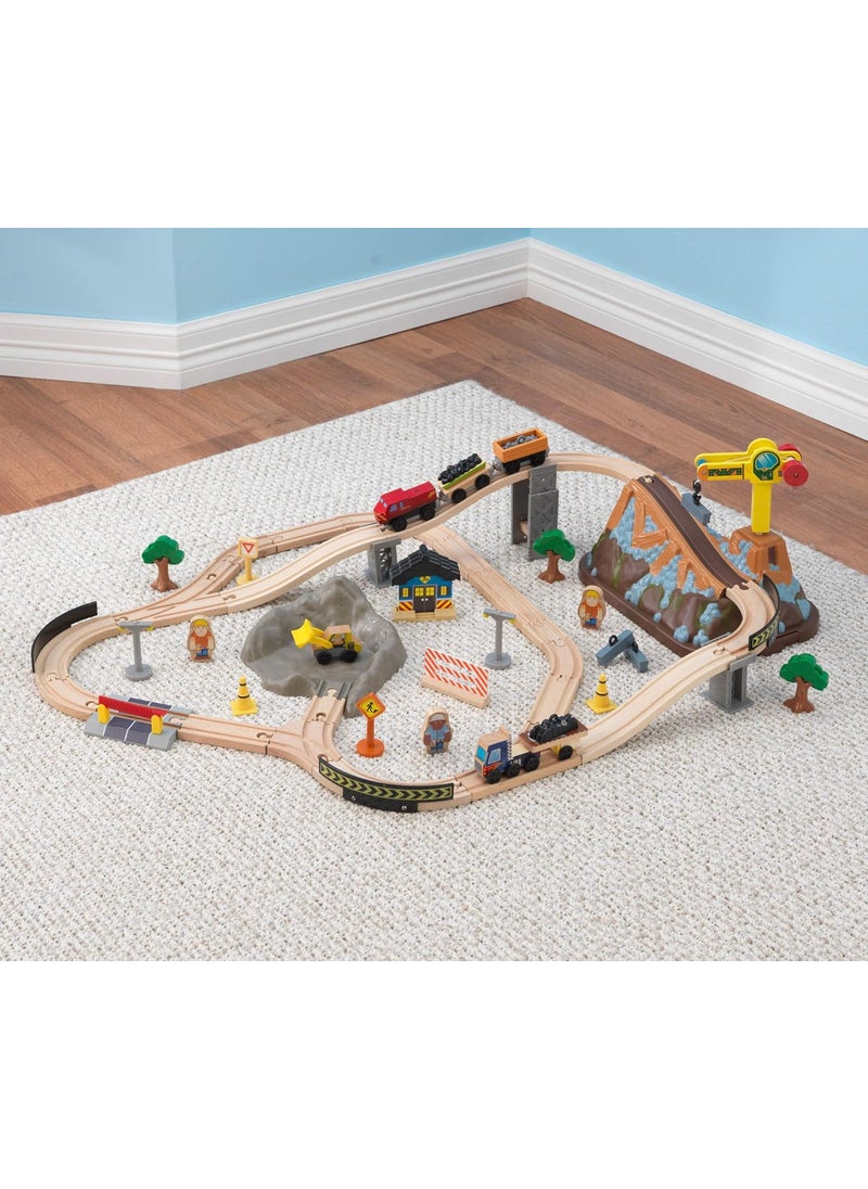 KidKraft KidKraft Bucket Top Construction Wooden Train Set with Bulldozer Working Crane Tracks Storage and 61 Play Pieces Gift for Ages 3  - Image 3