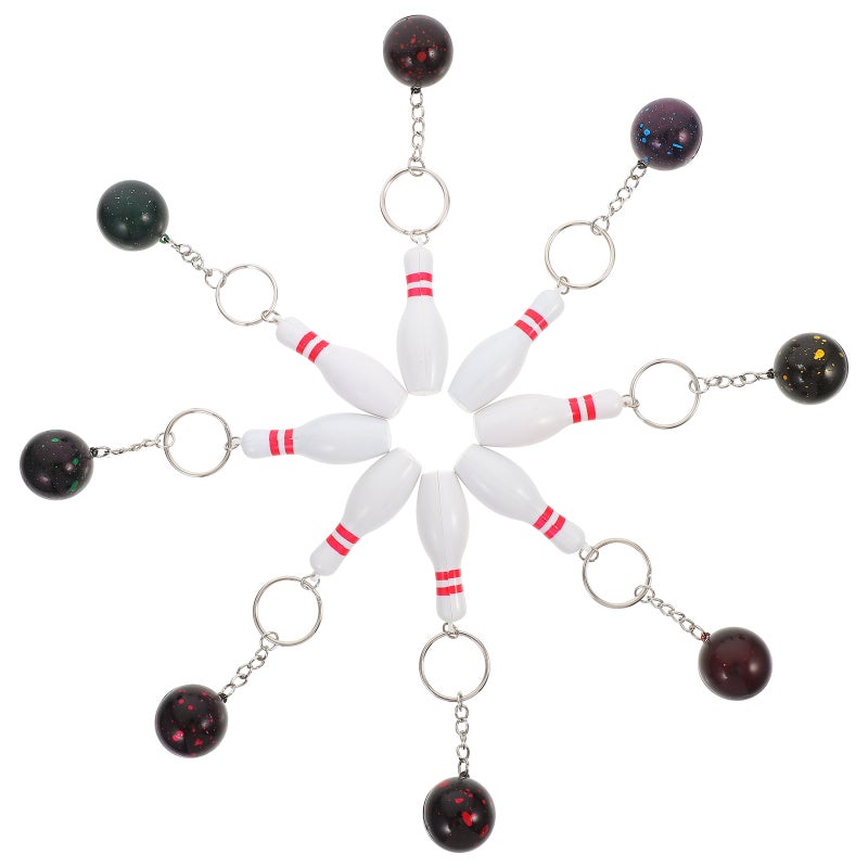 8 Pcs Mini Bowling Keychain Accessories Keyring Pendant Key Holder Key Decoration Hanging Ornament - Image 1
