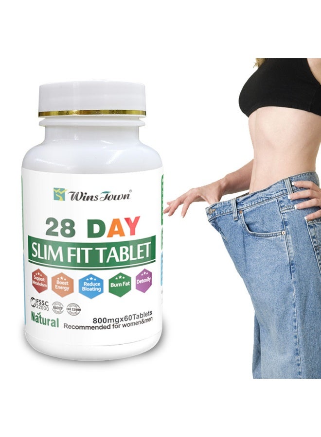 Wins Town 28 Day Slim Fit Tablet Fat Burner Energy Pill 800mg*60 Tablets  - Image 1