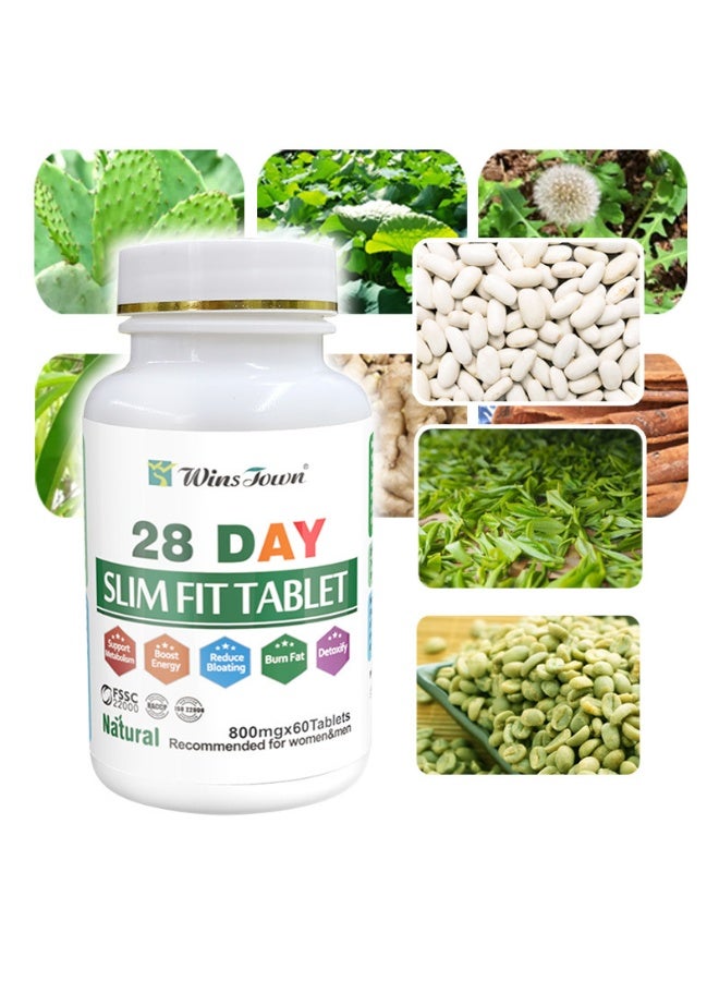 Wins Town 28 Day Slim Fit Tablet Fat Burner Energy Pill 800mg*60 Tablets  - Image 2