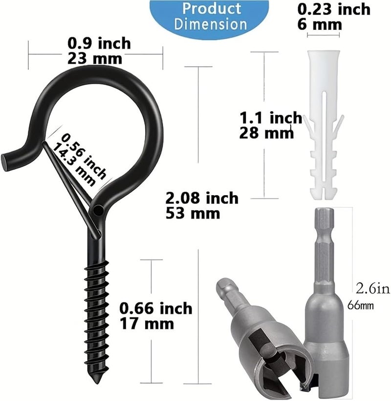 Windproof Screw Hooks With Safety Buckle For Outdoor String Lights And Plants 20 Pcs - Image 3