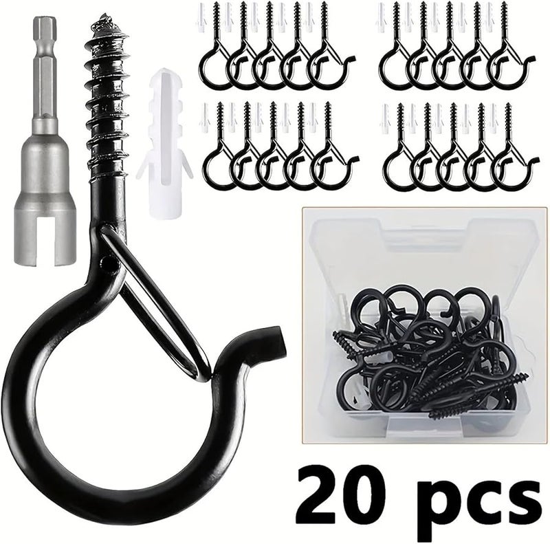 Windproof Screw Hooks With Safety Buckle For Outdoor String Lights And Plants 20 Pcs - Image 4