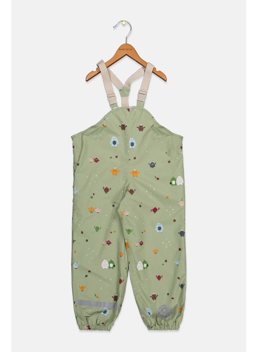 Tchibo Toddlers Boy Pull On Allover Printed With Suspender Thermal Pants, Green  - Image 1
