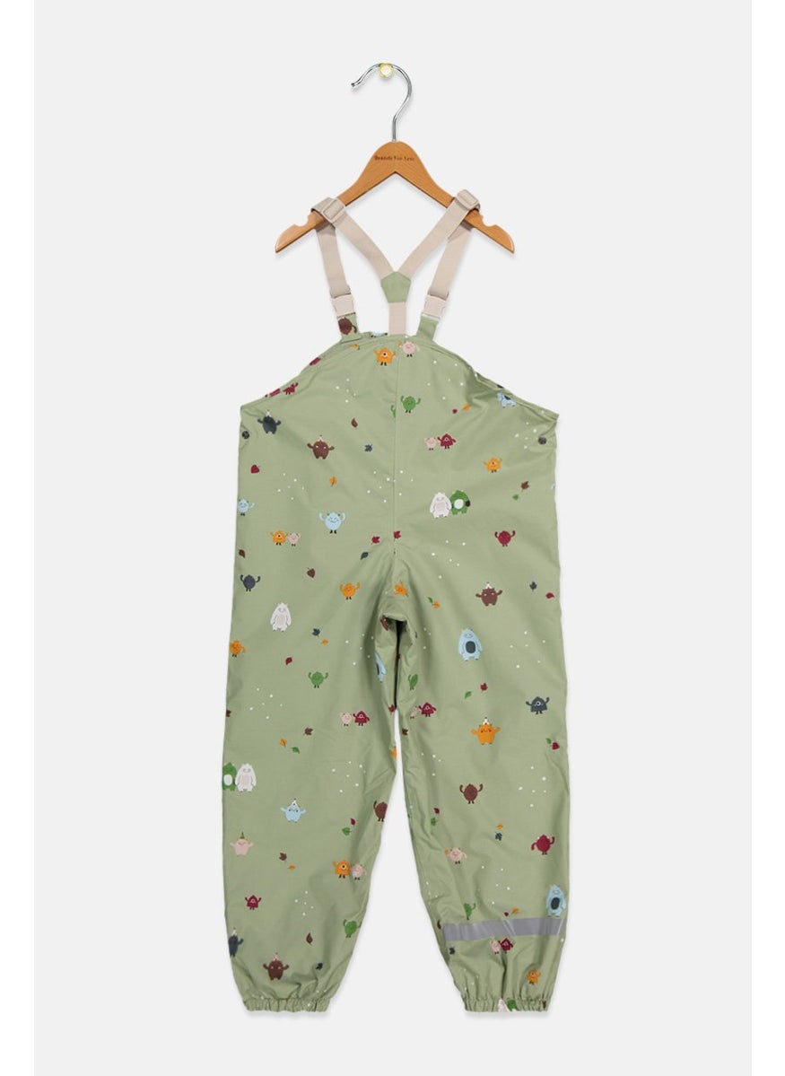 Tchibo Toddlers Boy Pull On Allover Printed With Suspender Thermal Pants, Green  - Image 2