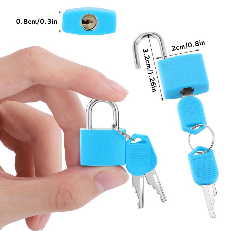 Pimoys 6 Pcs Multicolor Small Luggage Locks with Keys, Mini Locker Lock, Metal Suitcase Locks, Plastic-Covered Copper Keyed Padlock for Locker, Suitcase, Boxes - Image 2