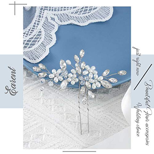 Earent Bridal Hair Accessories Silver Pearl Hair Pieces Flower Hair piece for Women - Image 2