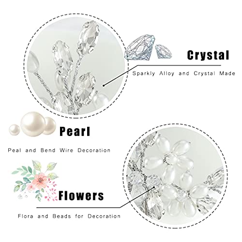 Earent Bridal Hair Accessories Silver Pearl Hair Pieces Flower Hair piece for Women - Image 5