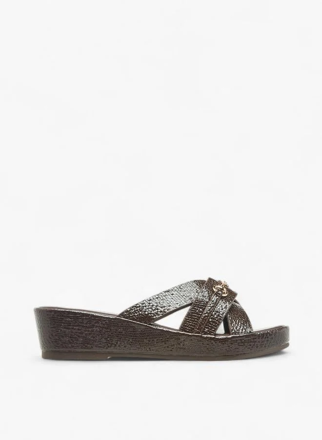 Women Textured Cross Strap Sandals