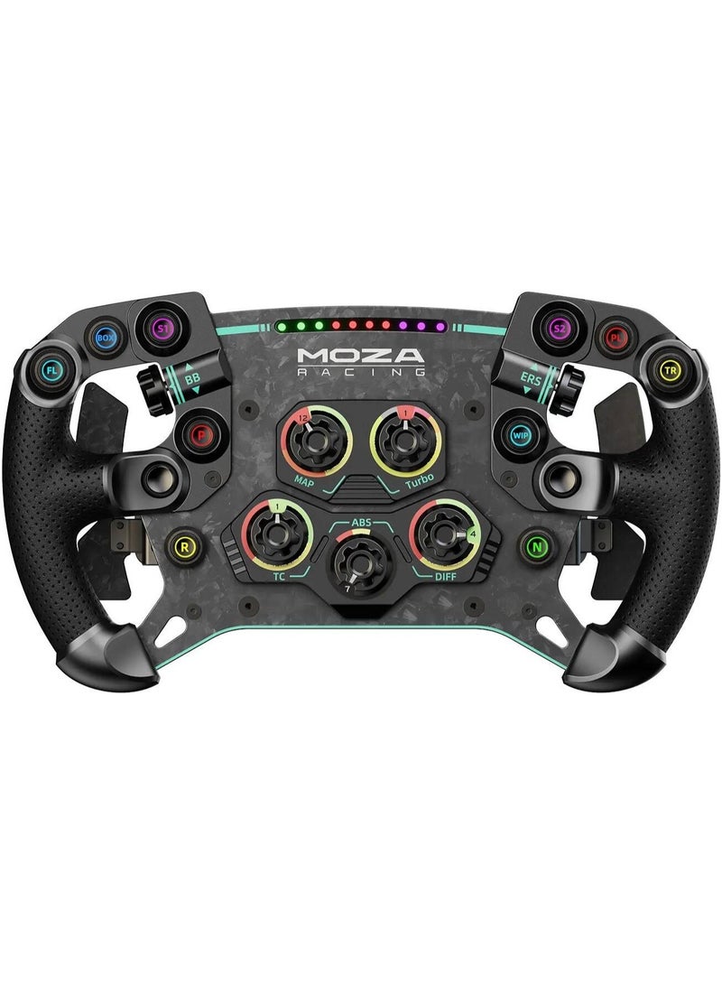 موزة عجلة قيادة موزا جي إس V2P جي تي - حافة من ألياف الكربون المطروقة بسمك 300 مم، وقابضان مغناطيسيان مزدوجان، وفتحة سريعة من الألومنيوم، وشاشة OLED/LED RGB، وقابلة للتخصيص بالكامل | RS056 - Image 1