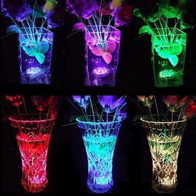 4 حزم أضواء LED غاطسة مقاومة للماء بألوان RGB مع جهاز تحكم عن بُعد لحوض السباحة والبركة والنافورة والأكواريوم والمزهرية وحوض السمك والجاكوزي والحفلات والديكورات الموسمية - Image 3