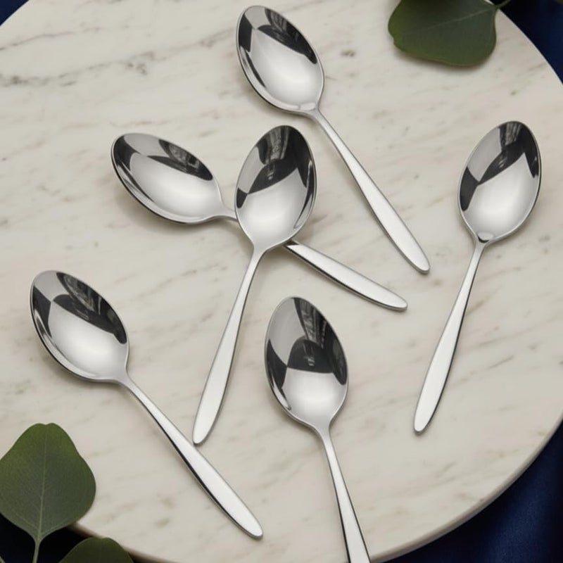 BlackCarrot 304 Grade Stainless Steel Silver Spoon Set of 6 | Spoon Set for Kitchen & Dining Table | Premium Stainless Steel Cutlery Set | Durable Food-Grade Spoons for Daily Use - Image 2