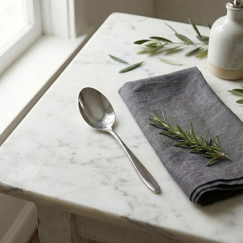 BlackCarrot 304 Grade Stainless Steel Silver Spoon Set of 6 | Spoon Set for Kitchen & Dining Table | Premium Stainless Steel Cutlery Set | Durable Food-Grade Spoons for Daily Use - Image 4
