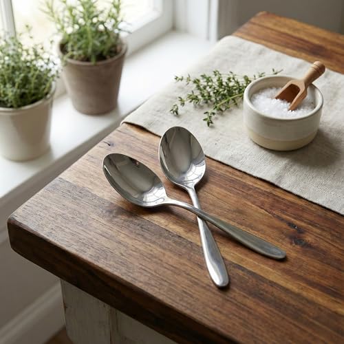 BlackCarrot 304 Grade Stainless Steel Silver Spoon Set of 6 | Spoon Set for Kitchen & Dining Table | Premium Stainless Steel Cutlery Set | Durable Food-Grade Spoons for Daily Use - Image 3