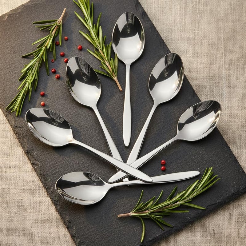 BlackCarrot 304 Grade Stainless Steel Silver Spoon Set of 6 | Spoon Set for Kitchen & Dining Table | Premium Stainless Steel Cutlery Set | Durable Food-Grade Spoons for Daily Use - Image 1