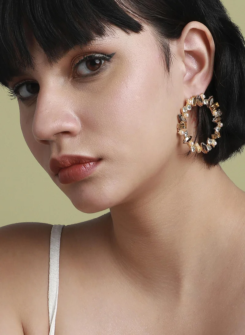 SOHI Crystal Artificial Hoop Earring Jewellery